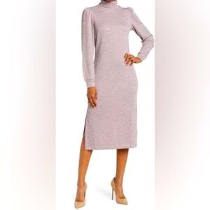 WALTER BAKER Monica Turtleneck Sweater Dress in Pink Metallic Size Large